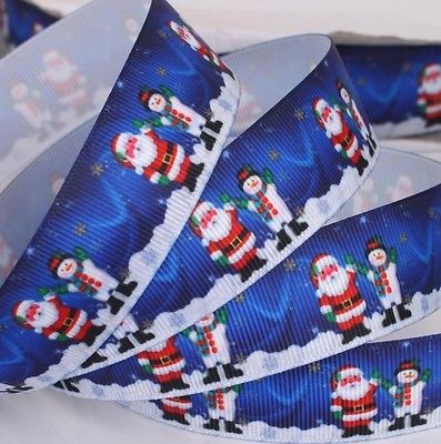 yards 125mm Christmas Santa Claus SNOWMAN GROSGRAIN Printed RIBBON 