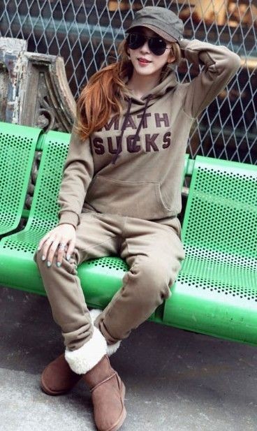   lady MATH SUCKS Cool Sport Athletic Hoodie Pant Sweat Suits One Size