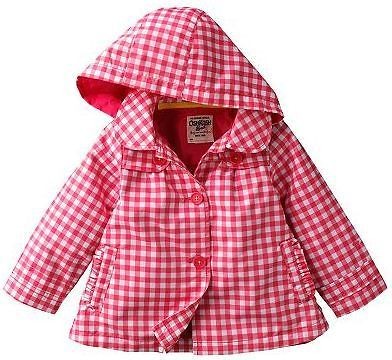 oshkosh b gosh gingham hooded trench coat 2t pink