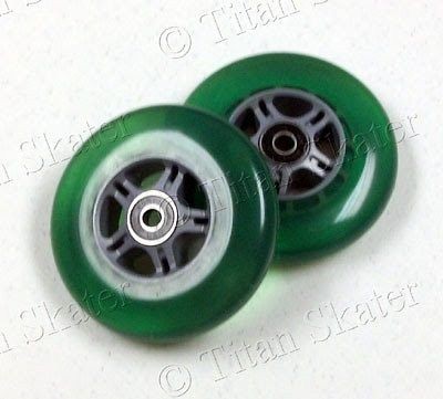 100mm GREEN Scooter Wheels with Bearings (Razor Pro Compatible) NEW
