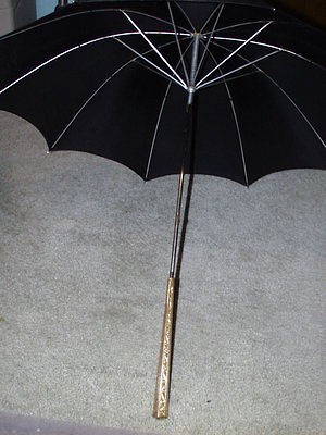 vintage chased gold handle umbrella parasol  quick