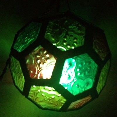   Vintage Style Christmas Party Globe Color Glass Lantern Lamp Repro