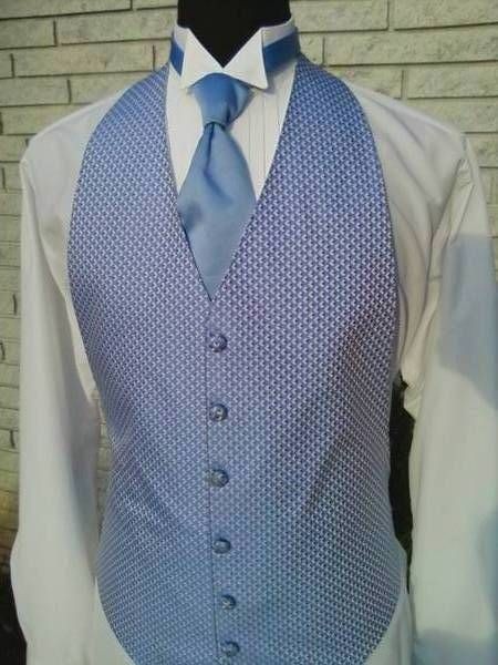 Man Periwinkle Enchantment Half Back (Backless) Vest and Tie (Peri)