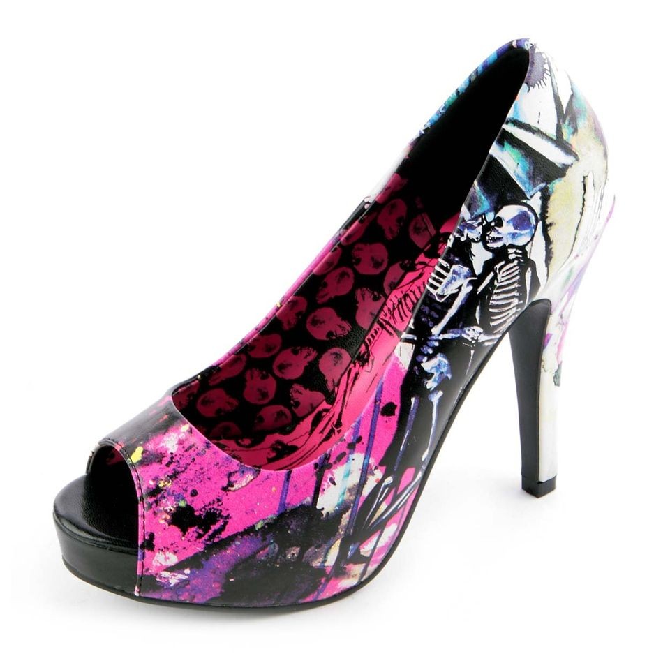 Iron Fist Ladies Love Shock Skeleton Peep Toe Platform Shoes