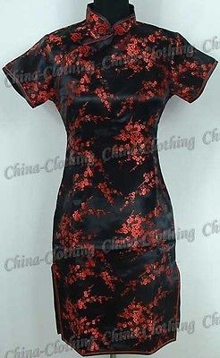 Chinese Womens Plum Cheongsam Qipao Cocktail Evening Dress Black M/Sz 