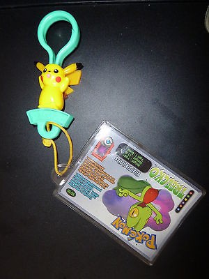 Pokemon pikachu backpack hanger clip with Treecko card Burger King 