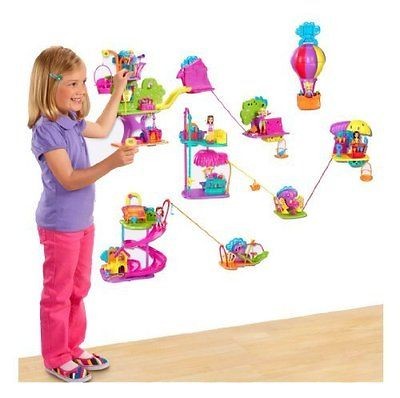 Polly Pocket Doll Wall Party Play Complete Toy Set Tree House Balloon 