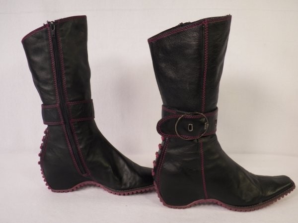 Pons Quintana Black Purple Womens 37 6.5 Boots Steampunk Goth Rock