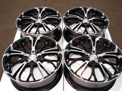 17 4x114.3 4x100 Black Rims Cooper Galant Accent Integra Cobalt 4 Lug 