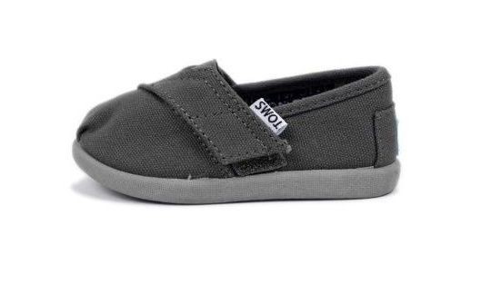 TOMS TINY CAVNVAS SLIP ON ASH GREY TODDLER 013001D10 Sz 3C 11C Free 