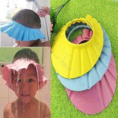 soft adjustable baby kids children bath shower shampoo cap hat