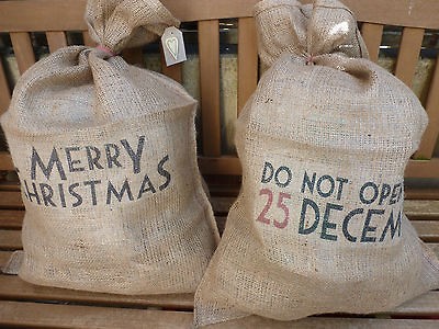 East of India Large Shabby Vintage Brown Hessian Santa Sack Chic 