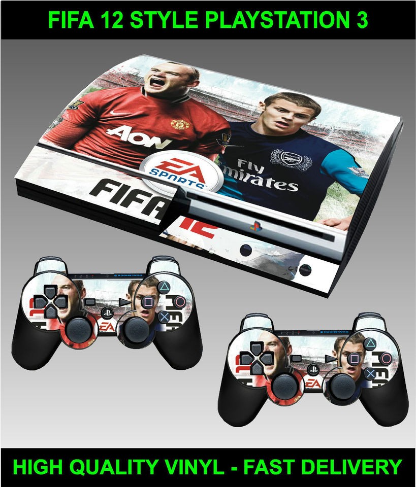 Play station 3 Console Sticker Skin Fifa 12 Style skin & 2 X 