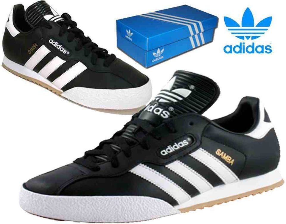 NEW MENS ADIDAS ORIGINALS SAMBA SUPER BLACK TRAINERS UK 6 to 12UK