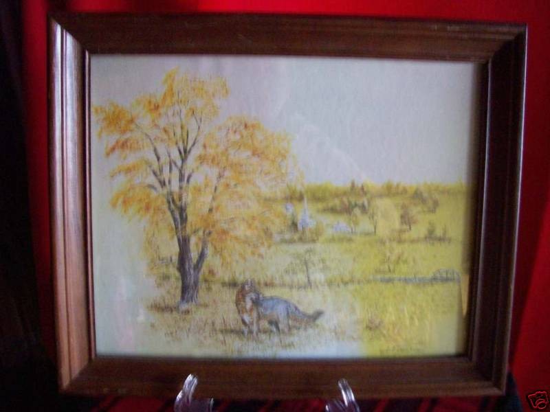 Vintage Phil Prentice Rural Landscape Silv​er Fox Print