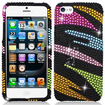 newly listed rainbow zebra bling diamond hard case cover for