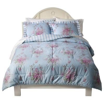 New Simply Shabby Chic Queen Cabbage Rose Comforter w/2 Shams