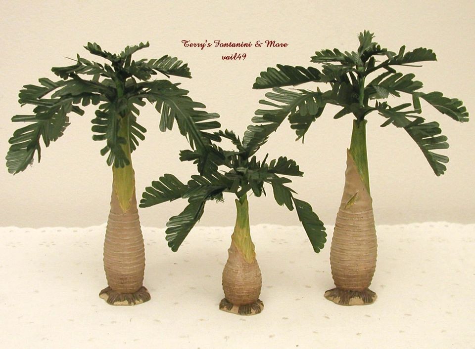 FONTANINI ITALY 5 3PC PALM TREE BULBOUS TRUNK 2007 NATIVITY VILLAGE 