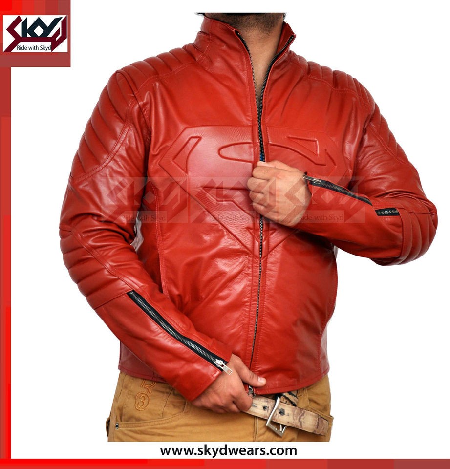 Super man red Leather jacket Smallville, Made of Pure Analine Soft 