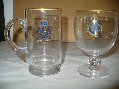   GLASS GOBLET + TANKARD QUEEN ELIZABETH + GEORGE V1 CORONATION 1937