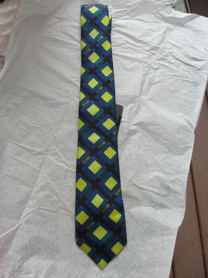 prada mens neck tie silk cobalt blue print new