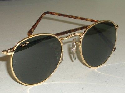   RAY BAN W2201 G15 GOLD/TORTOISE COMBO ROUND AVIATOR SUNGLASSES MINT