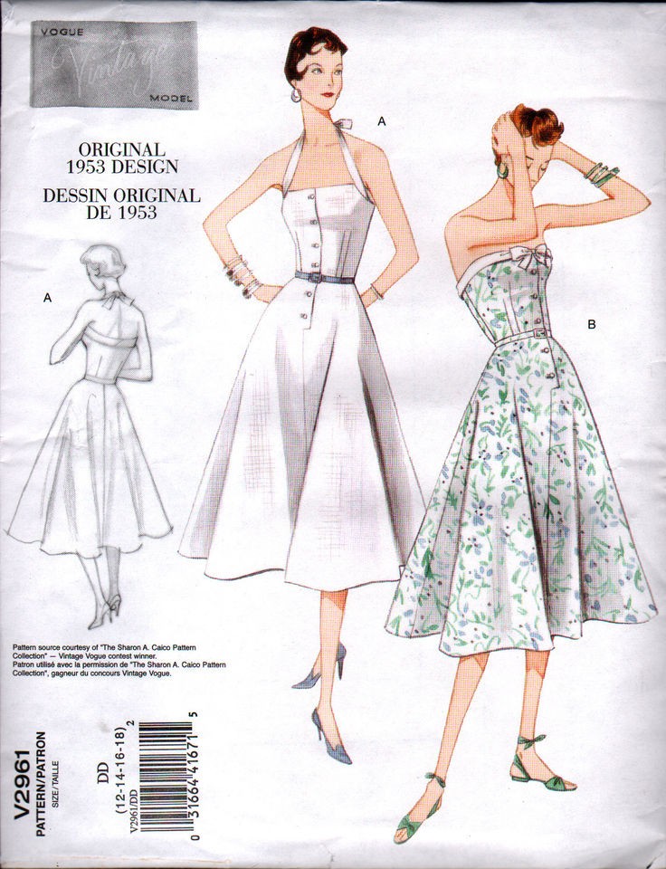 UNUSED VOGUE VINTAGE Pattern   1953 Design SUNDRESS   Bust 34   40 