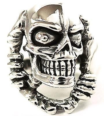   SKULL SKELETON STERLING 925 SILVER RING Sz 15 NEW BIG MENS JEWELRY