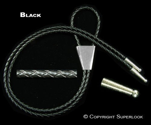 bolo kit silver tips slide black cord bola tie 36