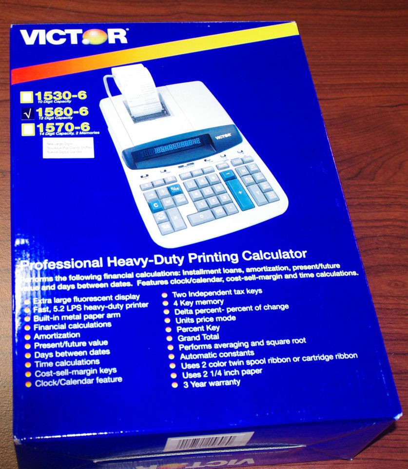 Victor 1560 6 Adding Machine Black/Red printing 12 Digit Display