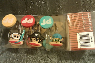 NIP Paul Frank Bathroom Colorful Shower Curtain Rings Hooks set of 12