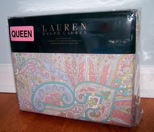 RALPH LAUREN MULTI COLOR PASTEL PAISLEY FLORAL QUEEN EXTRA DEEP SHEET 