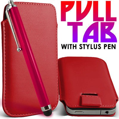 RED PULL TAB CASE & STYLUS FOR SAMSUNG GALAXY ACE S5830 / LA FLEUR 