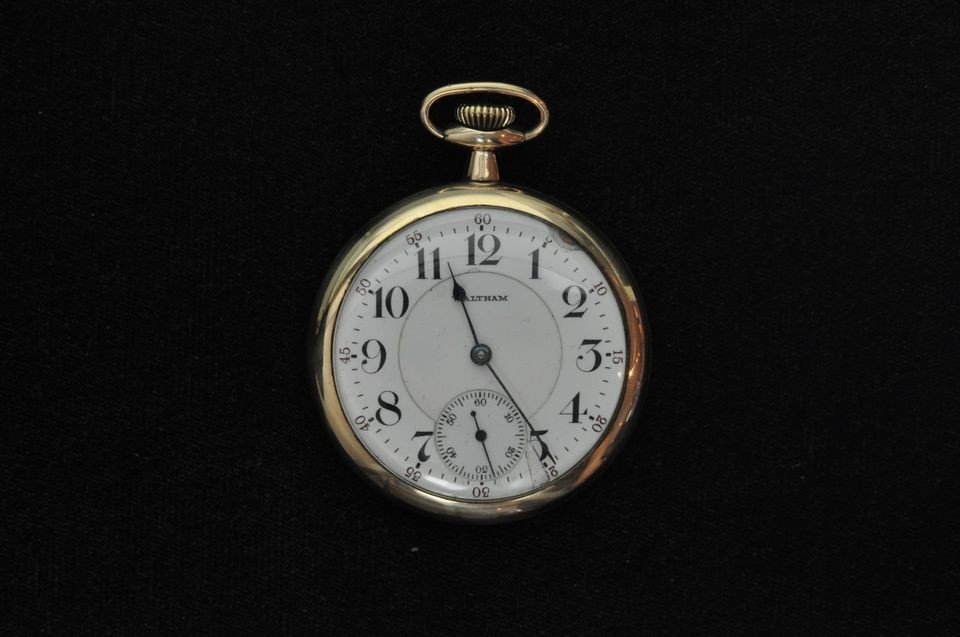 VINTAGE 16 SIZE WALTHAM 21J CRESCENT ST POCKET WATCH KEEPING TIME