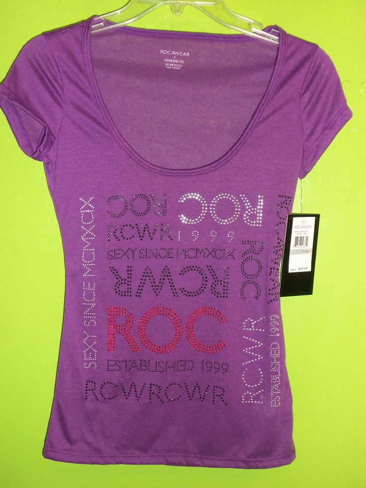 NWT Womens Rocawear Purple Multi Color Stoned Design Small Medium 