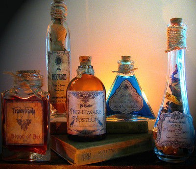 Potion Bottles Halloween Prop Decoration  Mugwort blood of bat 