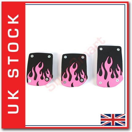 pink black flame car foot pedals pedal covers universal  4 