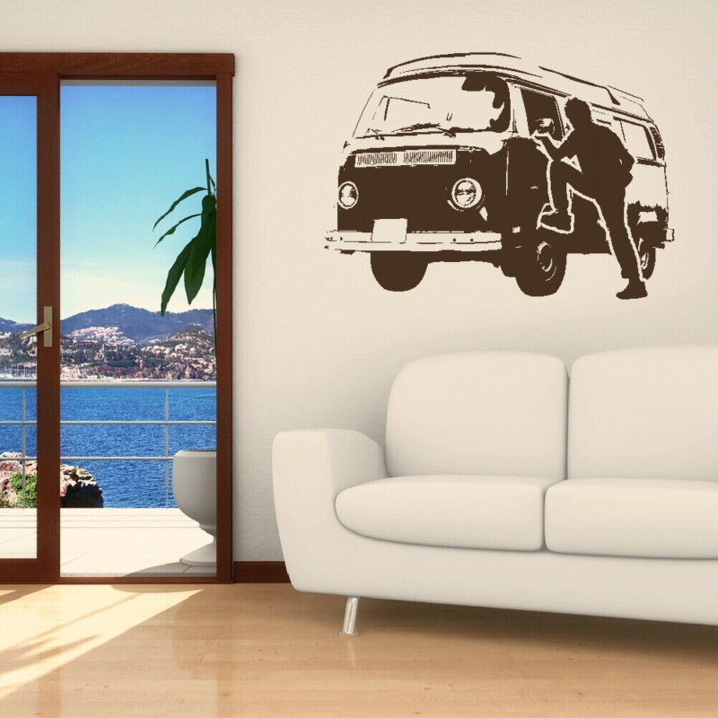 VOLKSWAGON CAMPERVAN wall sticker rub on vinyl transfer new decal ra97