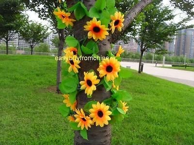 5PCS,each 6.5FT long silk Sunflower garland,artifi​cial wedding home 