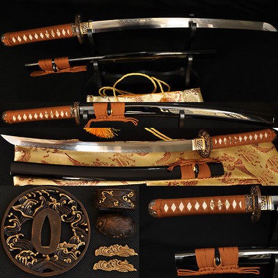   Clay Tempered Full Tang Blade JAPANESE Samurai Sword Wakizashi Sharp