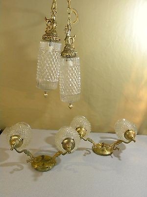   Hollywood Regency Mid Century Modern 2 Swag Light & 2 Wall Sconce