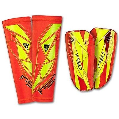   F50 ProLite 2011 Shin Guard Slip Shield Neon Orange/Yellow New LARGE