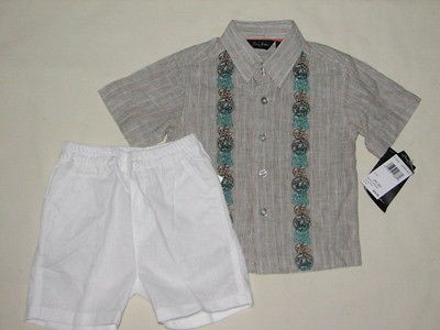 nwt sean john boys button shirt shorts set 12 18 m new