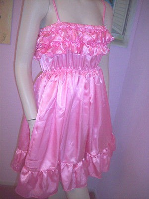 pretty pink ruffle satin sissy dress l 