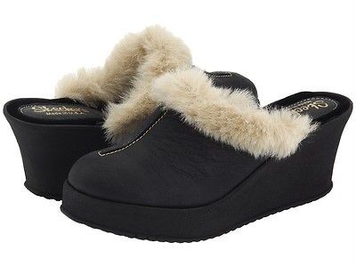 Skechers Coupling Black Snow Leopard Suede Wedge (See available 