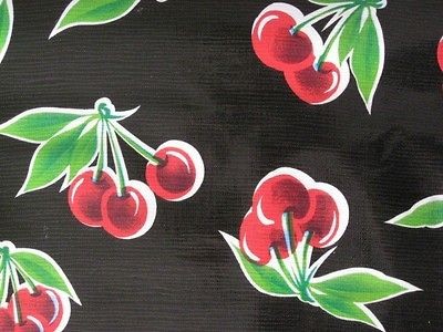   CHERRY STELLA RETRO OILCLOTH VINYL SEW CRAFT DECOR FABRIC MATERIAL BTY