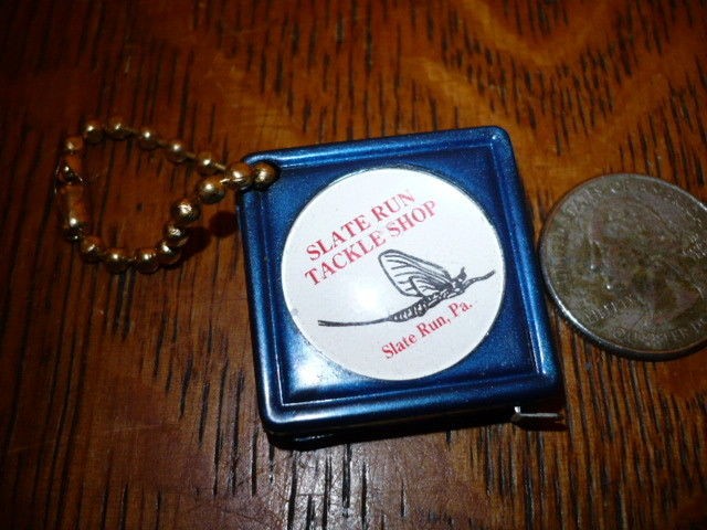 VINTAGE SLATE RUN TACKLE SHOP FISHING ADVERTISING 36 TAPE MEASURE 