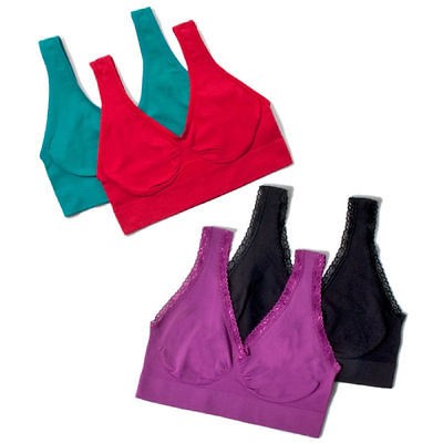 rhonda shear 4pk ahh ahhh seamless leisure bra brights 2x