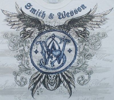 smith wesson logo t shirt 2 headed eagle white new