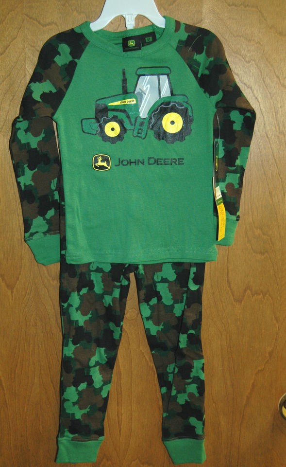 new boys green tractor camo 2 pc pajamas sizes 4 5 6 7